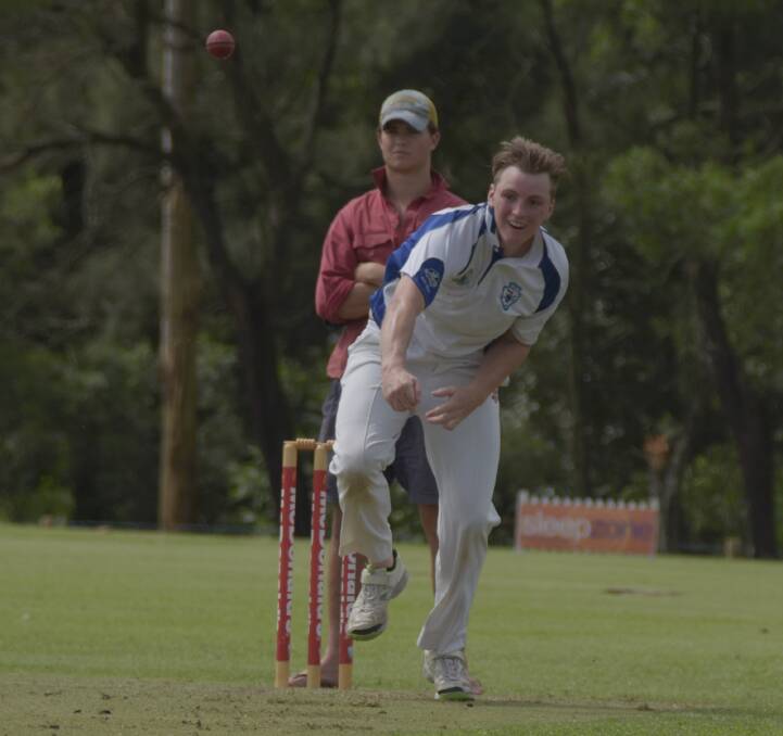 WICKET TAKER: Sussex Inlet's Lachlan Adlington claimed 5/7 from his nine overs, including five maidens, against North Nowra-Cambewarra at the Bernie Regan Sporting Complex. Photo: DAMIAN McGILL