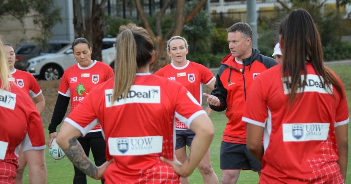 Coach Daniel Lacey gives instructions during a recent St George Illawarra session. Photo: Dragons Media