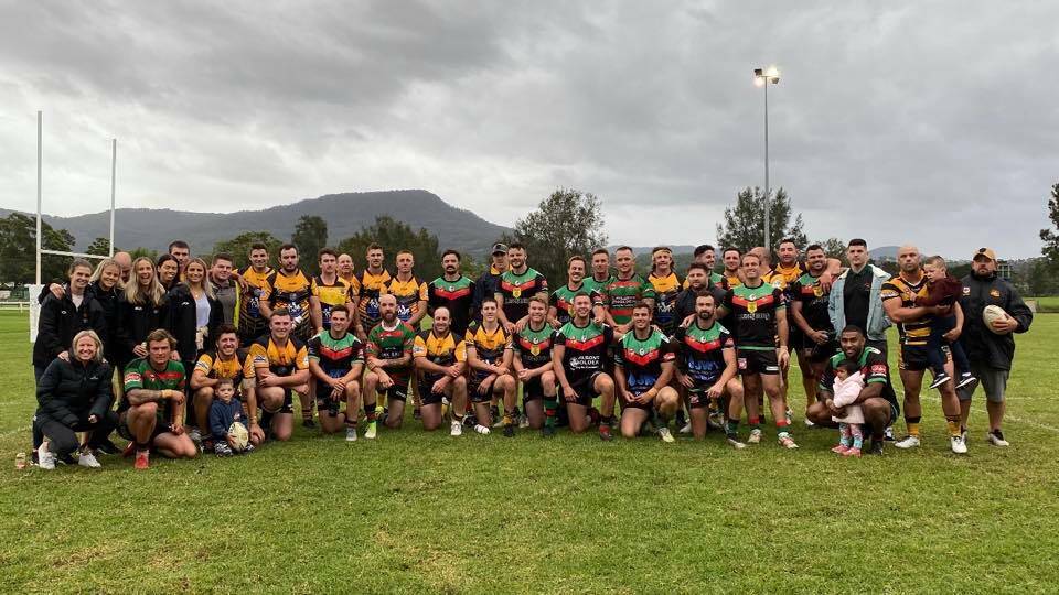The Jamberoo Superoos and Gundagi Tigers after their matches on Saturday. Photo: SUPPLIED