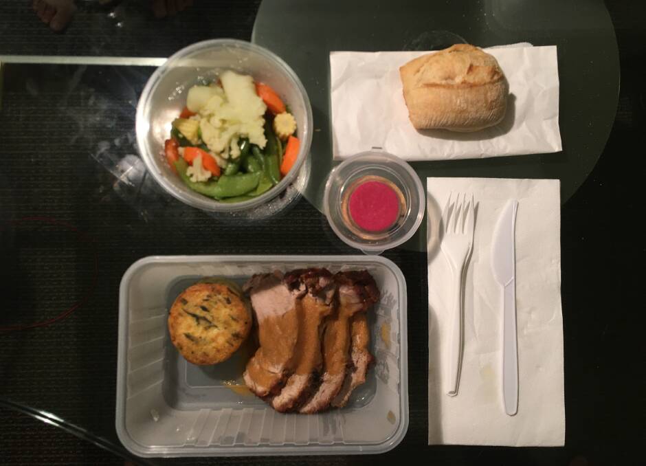 PLAIN AND HEARTY: A typical meal provided during the 14-day hotel quarantine.