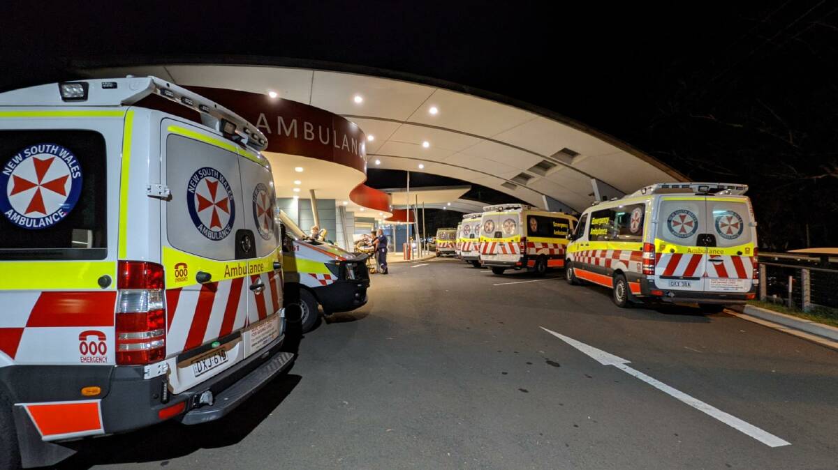 WAITING GAME: Ambulances queued up outside Shoalhaven Hospital on New Year's Eve.
