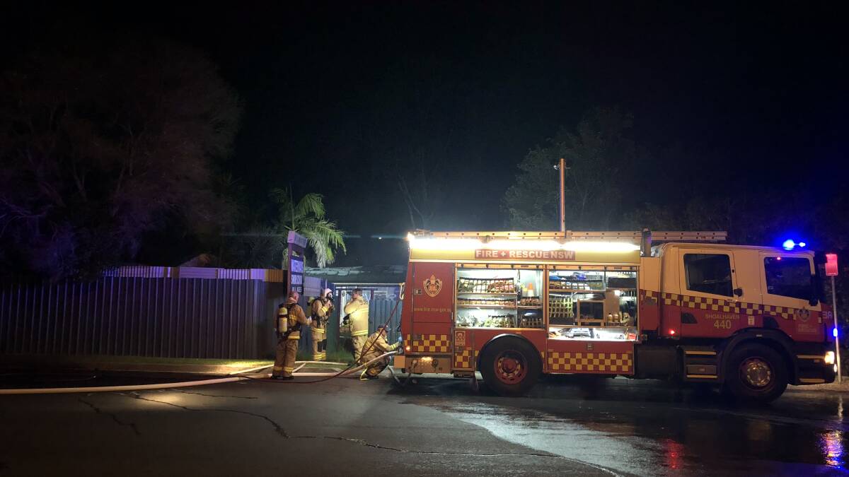 Firefighters attend the Riverhaven Motel in Scenic Drive in Nowra on Monday night.