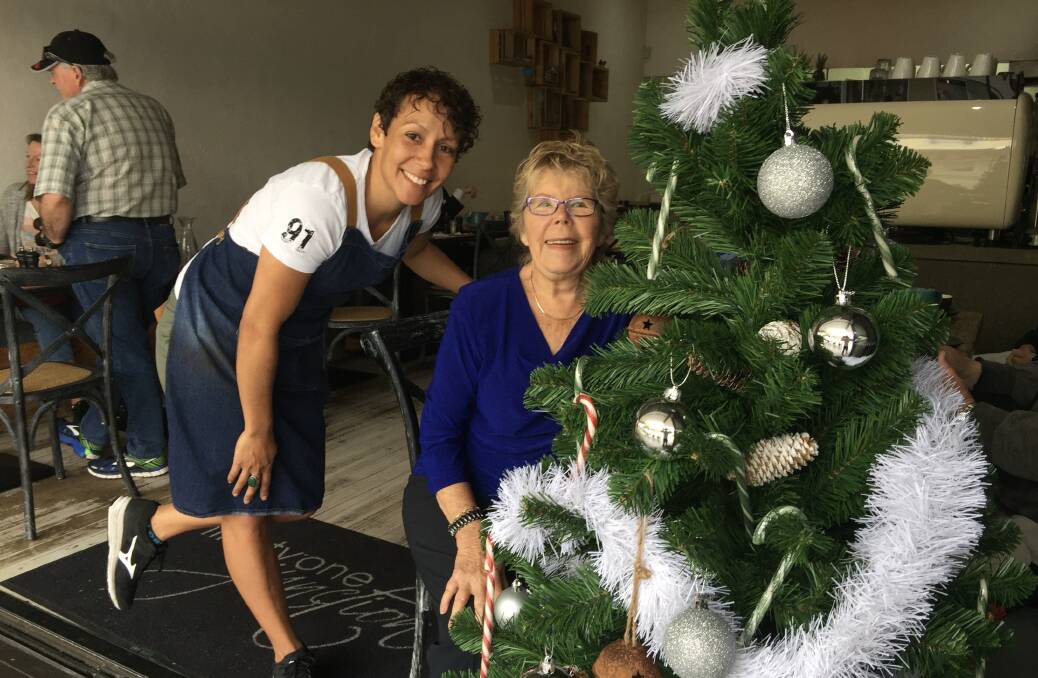 THAT'S THE SPIRIT: Ninetyone Junction co-owner Fiona Seale and Lynette Kearney with one of the many Christmas trees to have gone up in the Nowra CBD.   