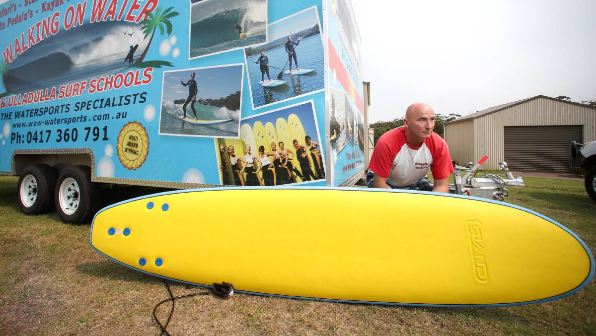 Simon Twitchen, who owns the Walking on Water surf school, is struggling with disaster relief red tape. Photo: Adam McLean