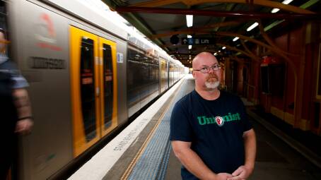 Slowdown: Wollongong train driver and Rail Tram and Bus Union delegate Rob Kennedy said this week's industrial campaign starts with a go-slow today. The South Coast and other lines are expected to be heavily impacted this week. Picture: Anna Warr