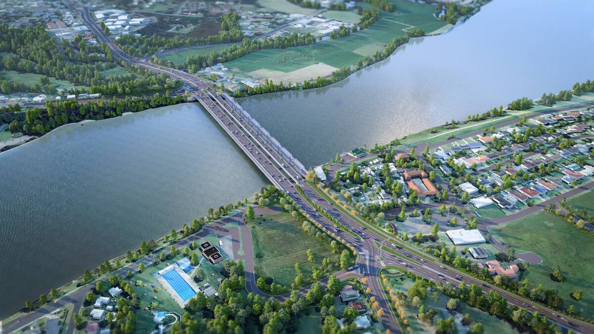 No bypass: An artist's impression of the new bridge (on the left) crossing over the Shoalhaven River. Roads and Maritime Services had considered a bypass of Nowra instead but felt would do little to reduce congestion.