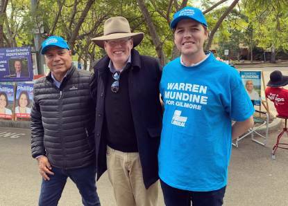 Paul Ell (right) - seen here supporting Liberal candidate Warren Mundine for the seat of Gilmore in the 2019 election - is planning to run for pre-selection in the seat. Picture: supplied