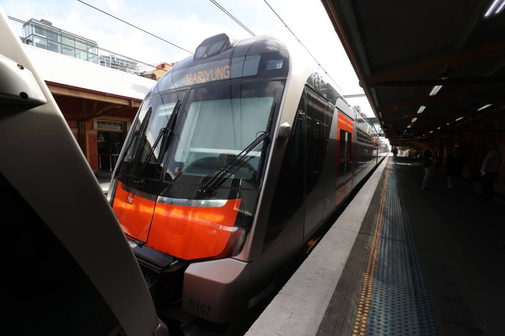 Wait: A Mariyung train undergoing testing at Wollongong station - the fleet's arrival on the South Coast line has been delayed even further. Photo: Robert Peet