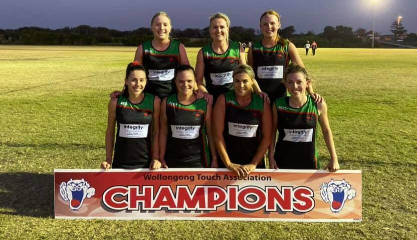 The Jamberoo Superoos celebrate after winning the title. Photo: Wollongong Touch Football Association