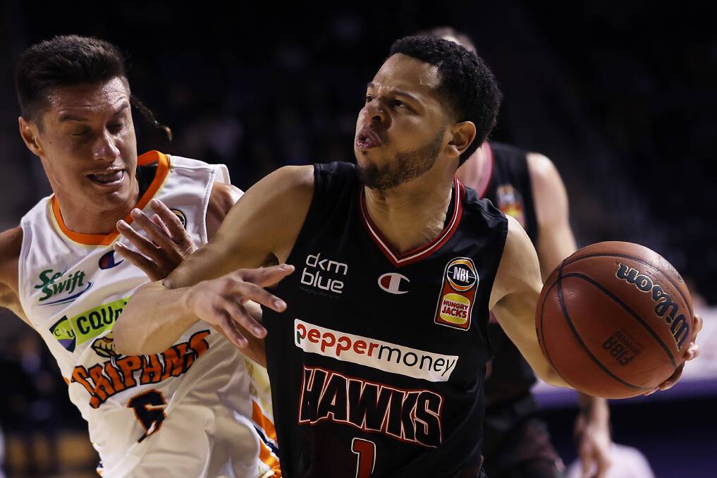 Tyler Harvey was in superb form during the Hawks thriller win over the Taipans at the WEC on Sunday evening. Photo: Mark Kolbe