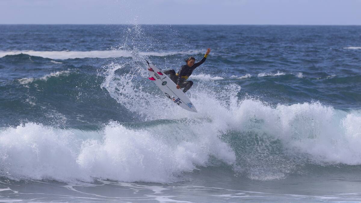 Fitzgibbons shows her talent on a wave on the South Coast.