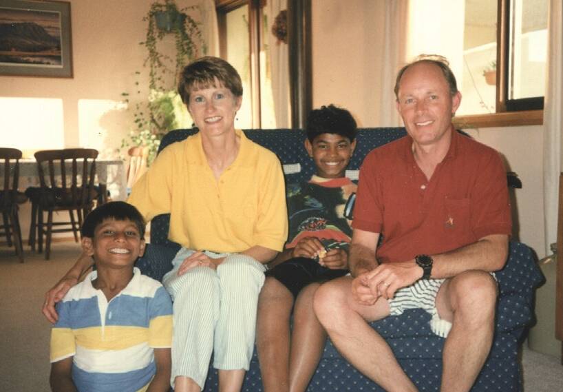 A NEW HOME: (from left) Mantosh, Sue, Saroo and John Brierley at home in Tasmania in the early 90s.