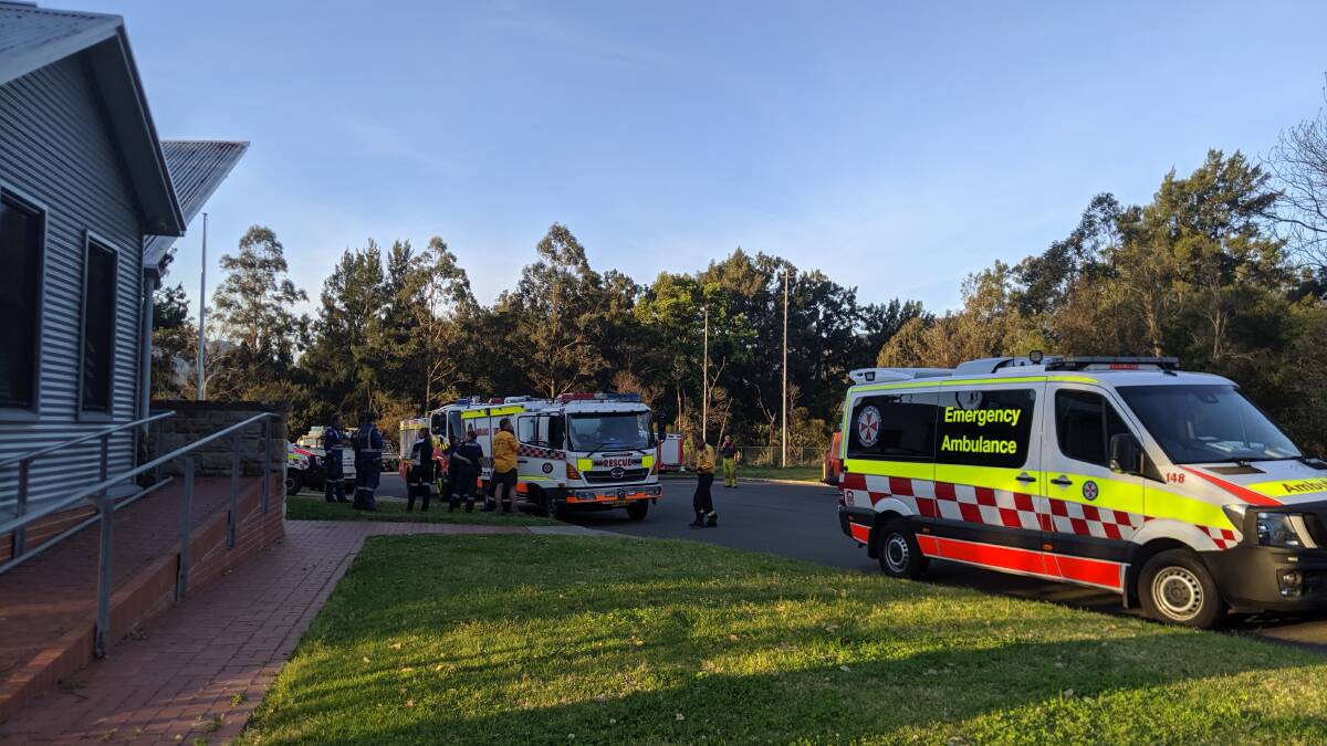 Emergency service crews co-ordinated the search for a reported plane crash at Kangaroo Valley Fire Station. Pictures: Stuart Thomson