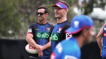 Andrew Johns keep a watchful eye on the Newcastle Knights back in February 2023. Picture by Peter Lorimer