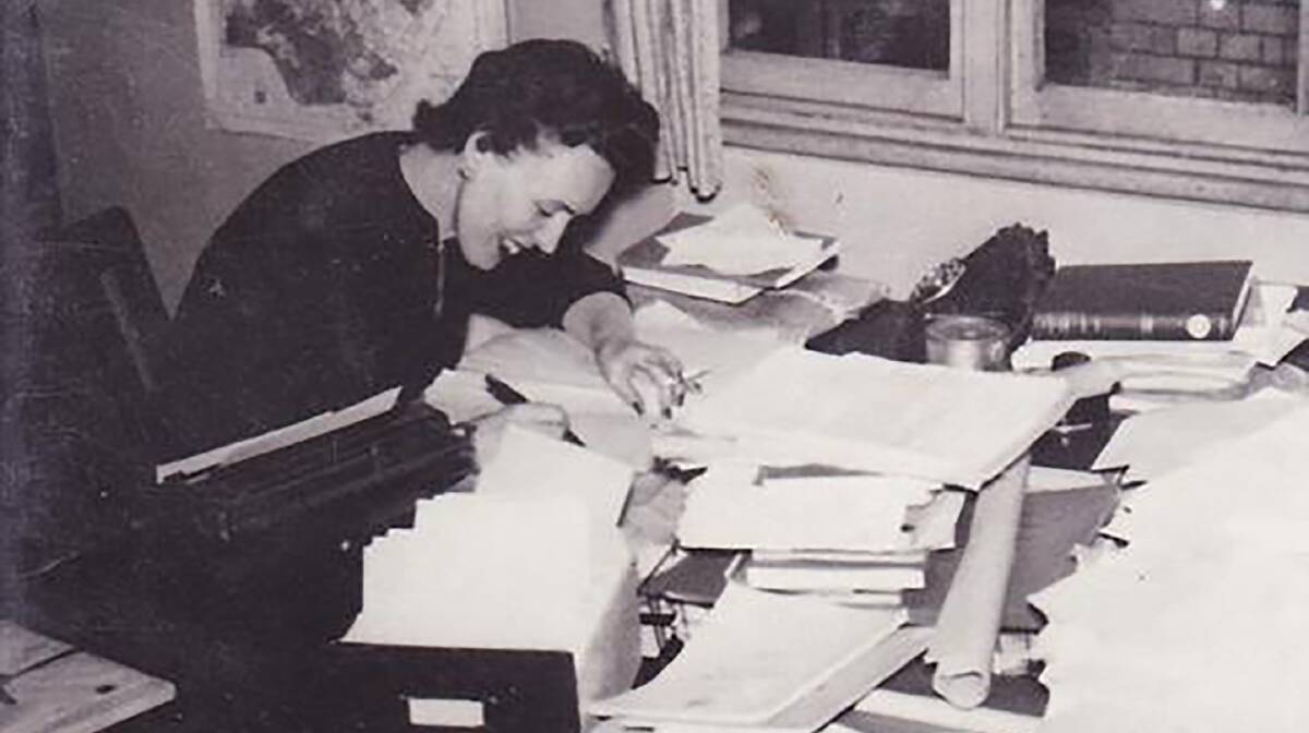 Miss Pym at her desk in the African Institute: editor by day, novelist by night. Picture: The Barbara Pym Society