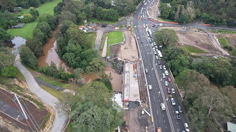 There will be changed traffic condition this weekend on the Princes Highway and Bolong Road as part of the Nowra Bridge project. Image: Transport for NSW
