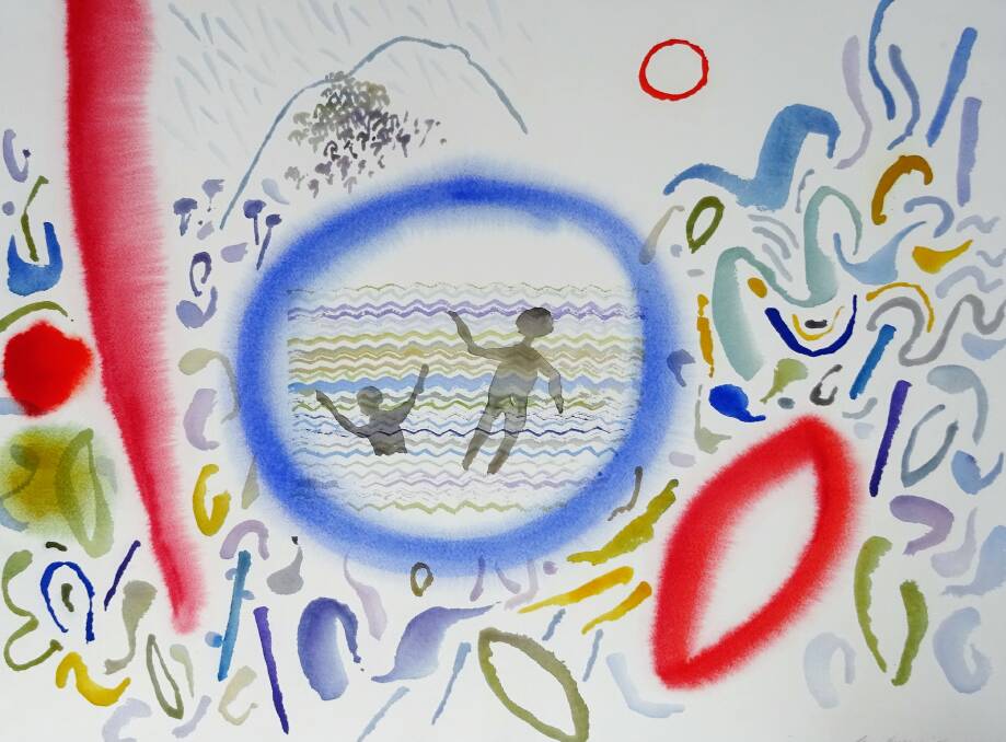 INSPIRED: Guy Warren, Two Swimmers in a Forest Pool, 2006, watercolour on paper, 58 x 77cm.