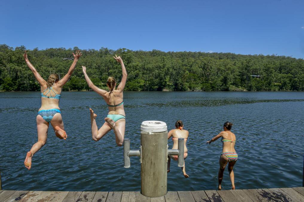 HOORAY: Bangalee Wharf is a great spot to test your courage - but make sure you test the water depth and for any obstructions before leaping forth. Photo: Visit Shoalhaven