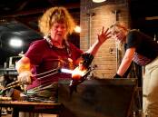 Two of season four's glass blowers, Karen and Gemma, hard at work on a Blown Away team challenge. Picture by Netflix