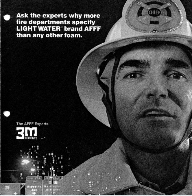 A 3M advertisement for fire-fighting foam. Photo: Photo supplied
