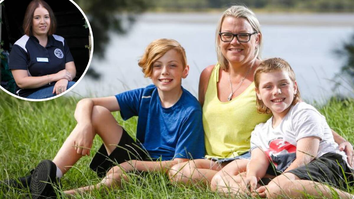 Lisa Ward-House with her sons Liam (11) and Aidan (9). Lauren Faulks is inset. Photos: Adam McLean