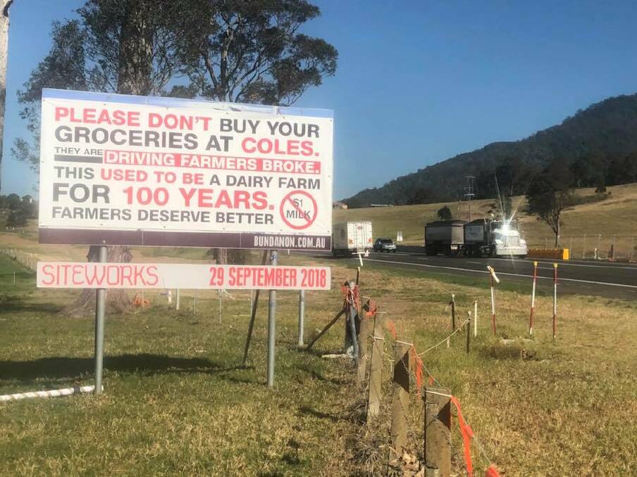 The sign erected by the Cochrane family on their land along the Princes Highway. 