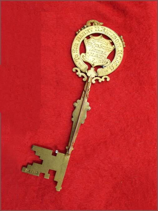 GIFT: The key presented to Sir Henry Rawson at the opening of the East Wing at Nowra Superior Public School on July 11, 1908. 