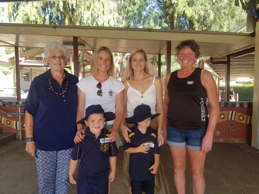 Margaret Barton with three generations of Kangaroo Valley Public School students, Abby Smart, Toni Champion, Leah Parrish, Milton and Caleb. 