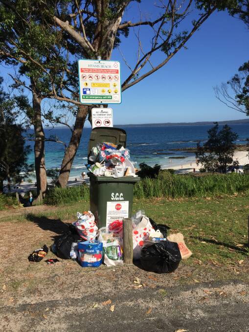 Rubbish leftover after Christmas celebrations at Hyams Beach. 