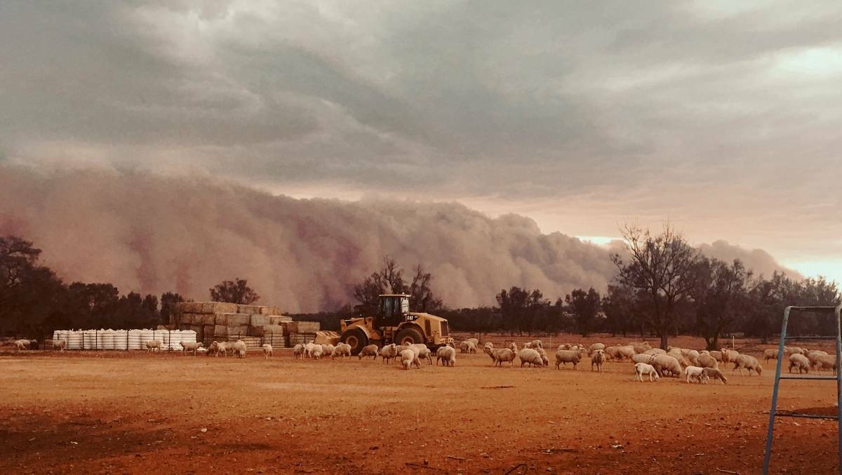 A dust storm swept across western NSW earlier this month. Picture: supplied, AAP