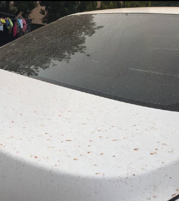 A car covered in dust on Wednesday morning. 