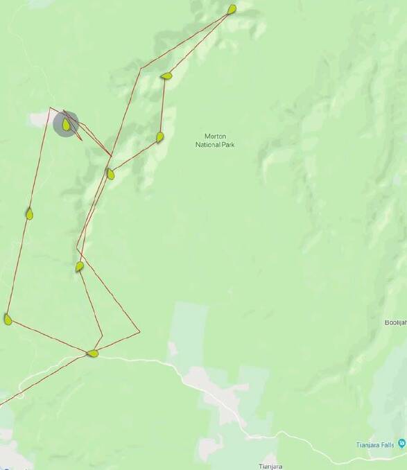 Westpac Lifesaver Helicopter search path. 