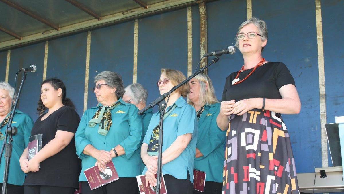 Cr Amanda Findley speaking at an Australia Day event in Nowra last year. 