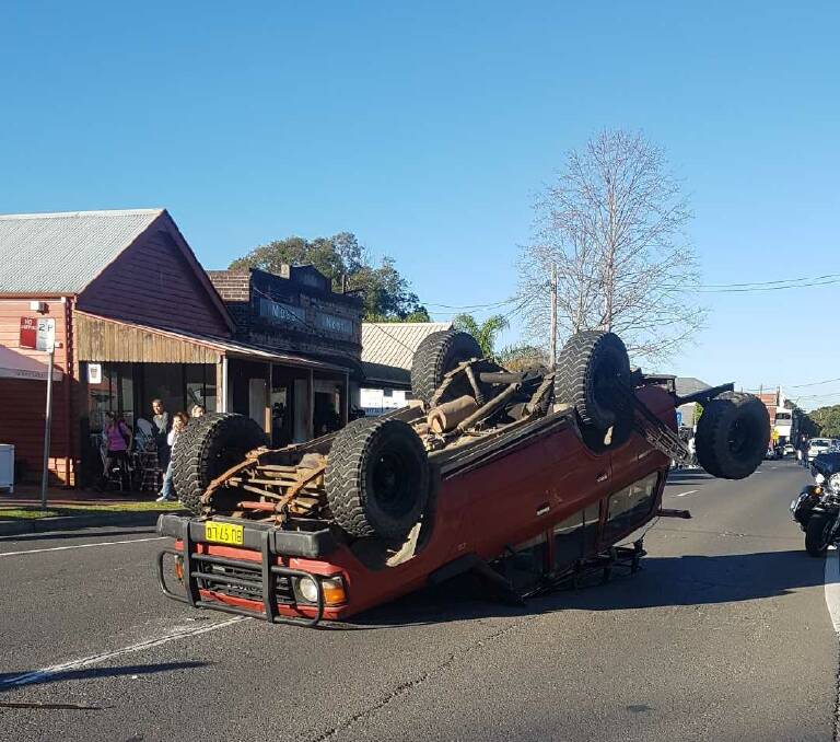 Queen Street, Berry was closed for sometime on Sunday afternoon, after a crash caused a vehicle to flip. 