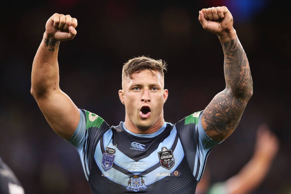 Dragons star Tariq Sims has earned selection in the NSW State of Origin team. Photo: Mark Kolbe