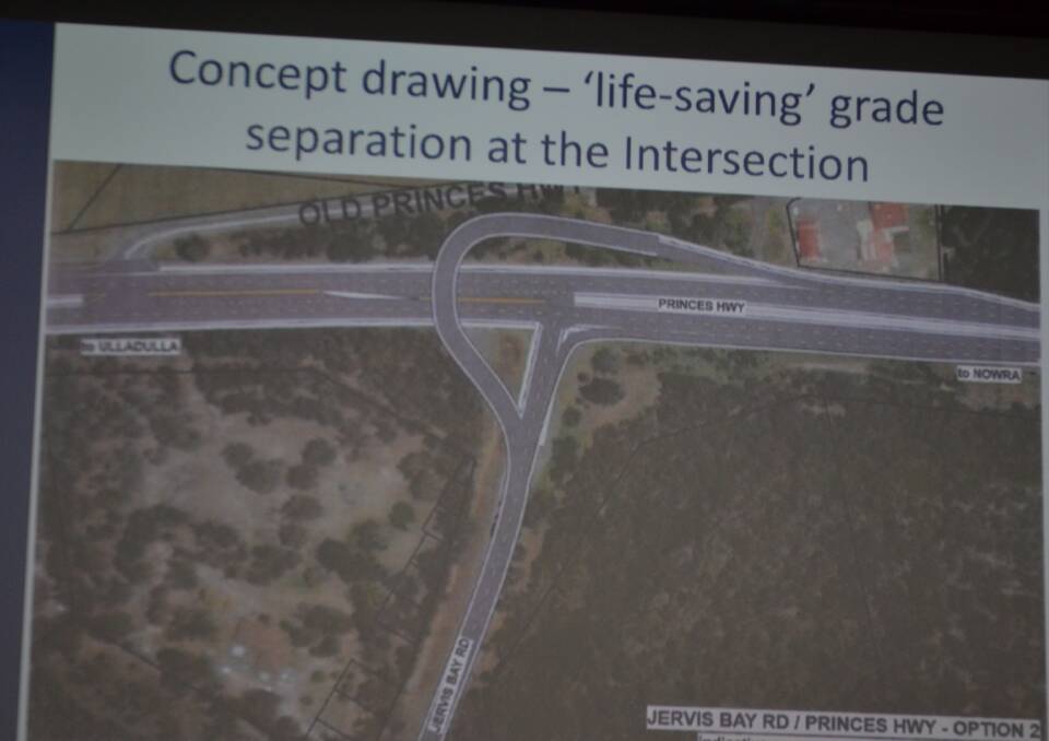 There were gasps from the crowd of about 300 people when a Vincentia Matters spokesman released their initial concept design for the intersection on Wednesday.