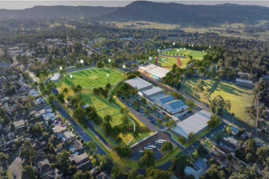 Latest artist's impression of the sporting precinct planned for Bomaderry