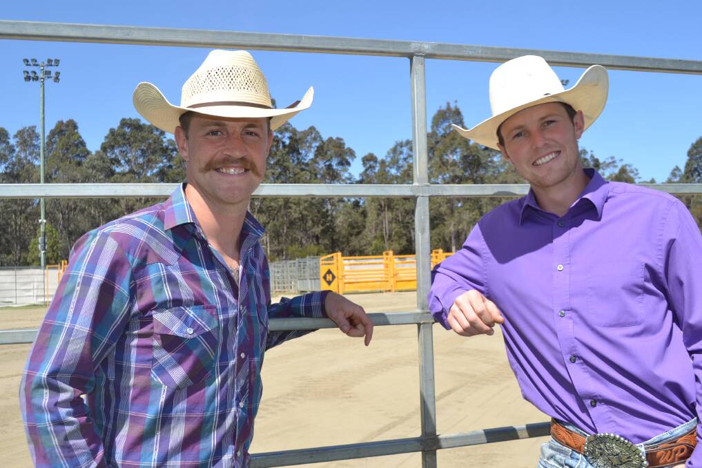 Matt O’Flynn from Canada and Will Purcell from Victoria at the arena in Nowra on Friday.