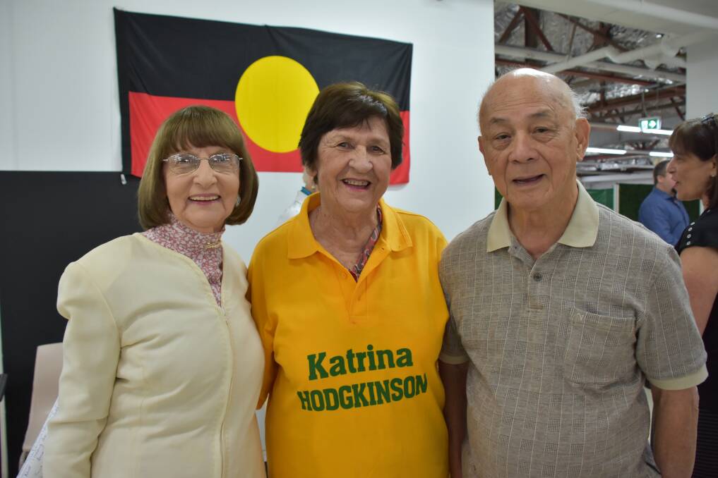 Susan and David Chan with Pam Coles (centre) at Katrina Hodgkinson's office opening on Thursday. Picture: Rebecca Fist