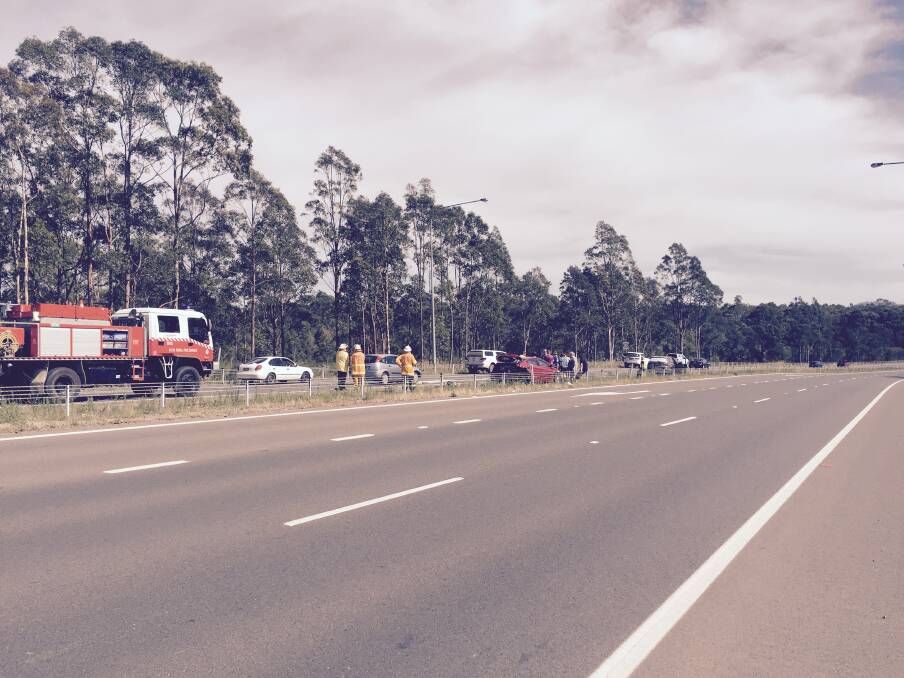 Princes Highway crash scene on Tuesday morning at about 9.50am. Picture: Damian McGill
