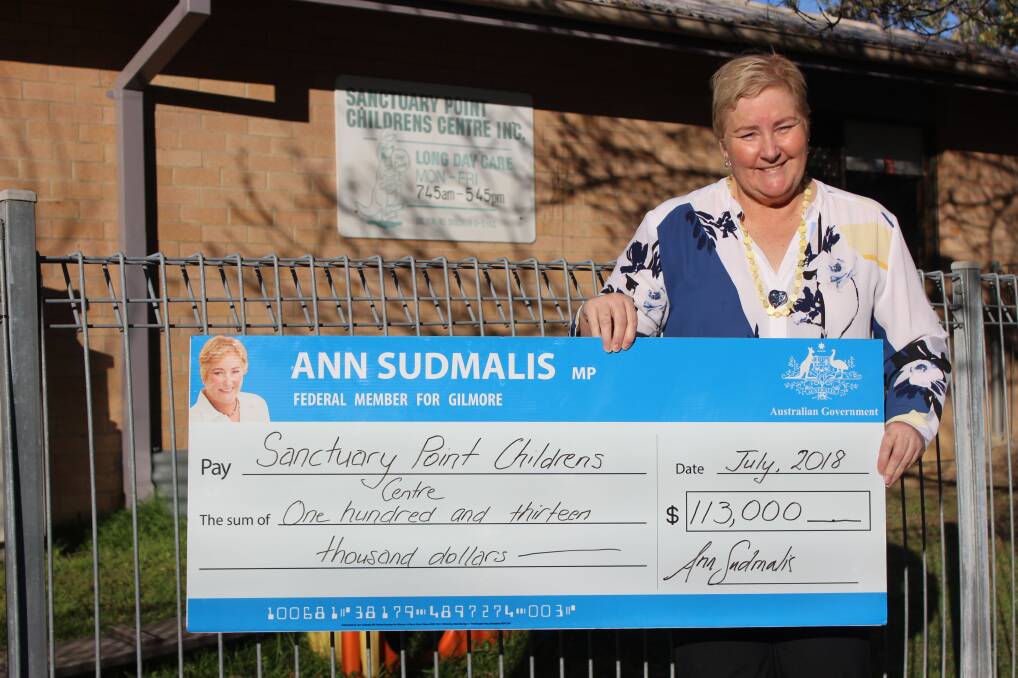 Gilmore MP Ann Sudmalis at a cheque presentation this week.