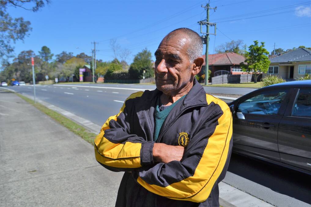 HEROIC ACT: Sonny Timbery reflects on the rescue, which took place by the Princes Highway, Bomaderry, near the TAFE campus. Sonny was doing an art class at TAFE when he heard a bang, ran outside, and pulled an elderly man from a car, despite warnings not to. Picture: Rebecca Fist