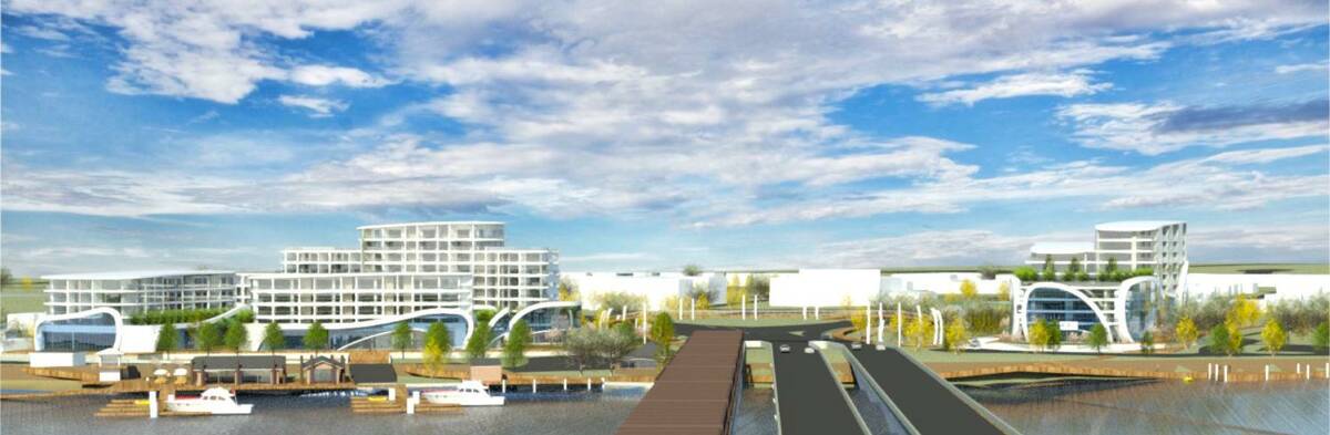 Draft plans of the Nowra Gateway Project looking south from Nowra Bridge. Picture: PRD Architects  
