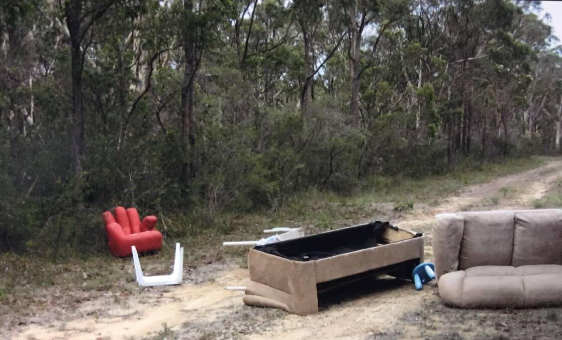 Items dumped on a fire trail off Yalwal Road on the weekend. Picture: Ron Witz