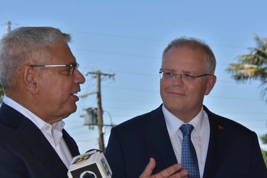 Warren Mundine and Scott Morrison at Nowra Golf Club on January 23, the day Mr Mundine was announced as the Liberal Candidate for Gilmore. 