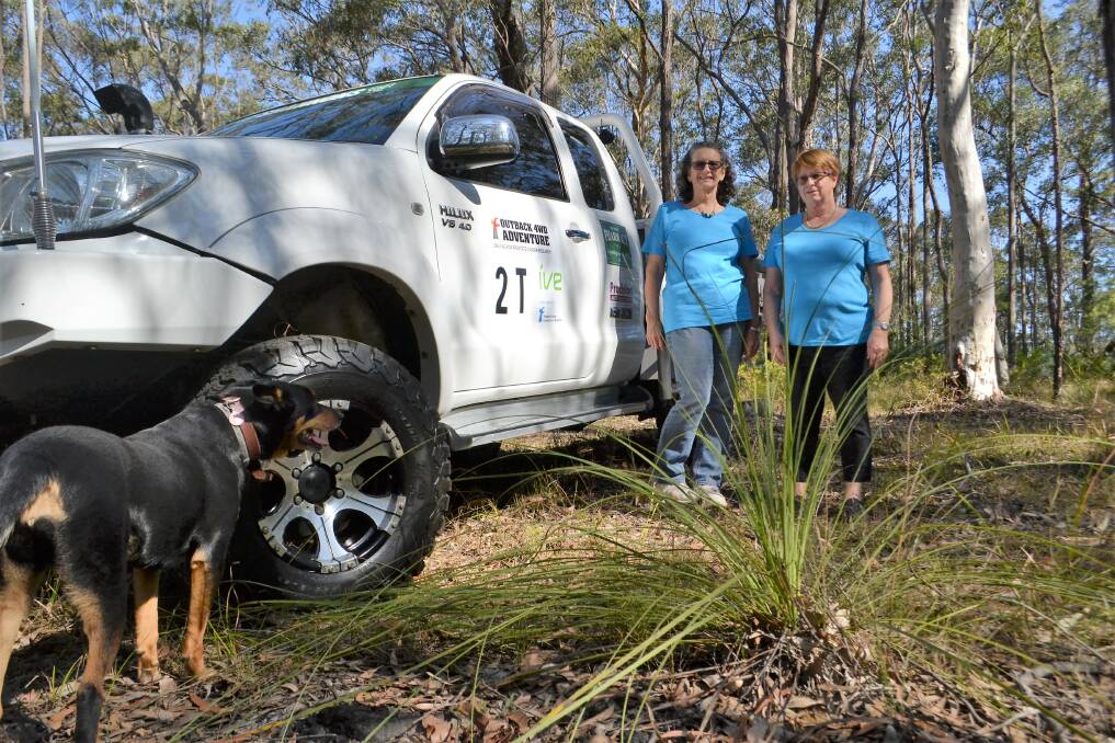 TRUE BLUE: Tricia Brett and Trish Mills will pack the 4WD and leave Longreach, west of Nowra, for the outback this weekend. They are wearing blue on their drive for prostate cancer. Picture: Rebecca Fist