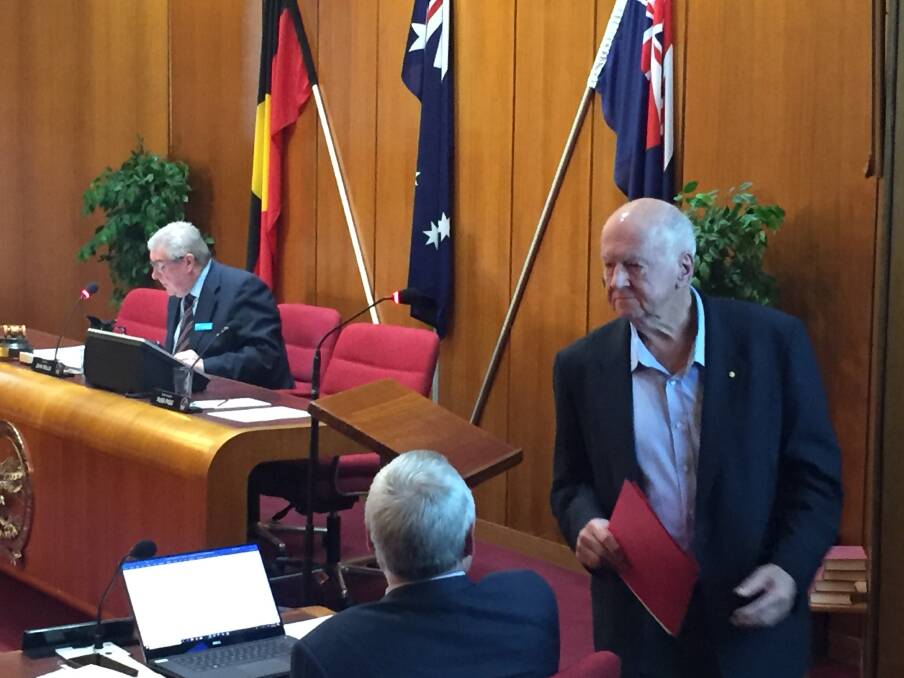 Culburra Beach Progress Association president Alan Pendleton (right) following a deputation to council, where he encouraged Shoalhaven Council to build a toilet block before summer or at the very least, install portable toilets. Picture: Rebecca Fist