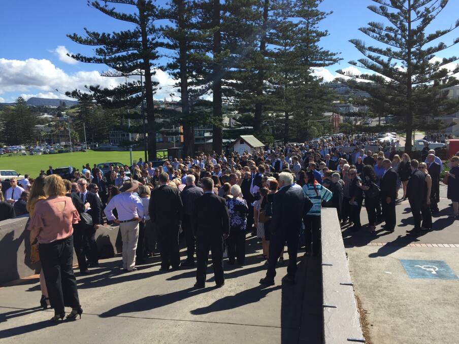 Masses turn out to the funeral service in Kiama on Wednesday. Picture: Rebecca Fist