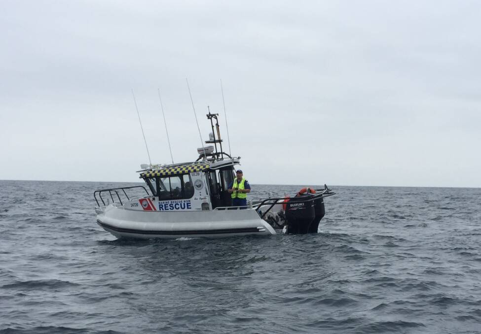 HIGH TECH: Marine Rescue NSW Ulladulla vessel, able to locate a capsized boat with new, sonar technology off Racecourse Beach on Friday.