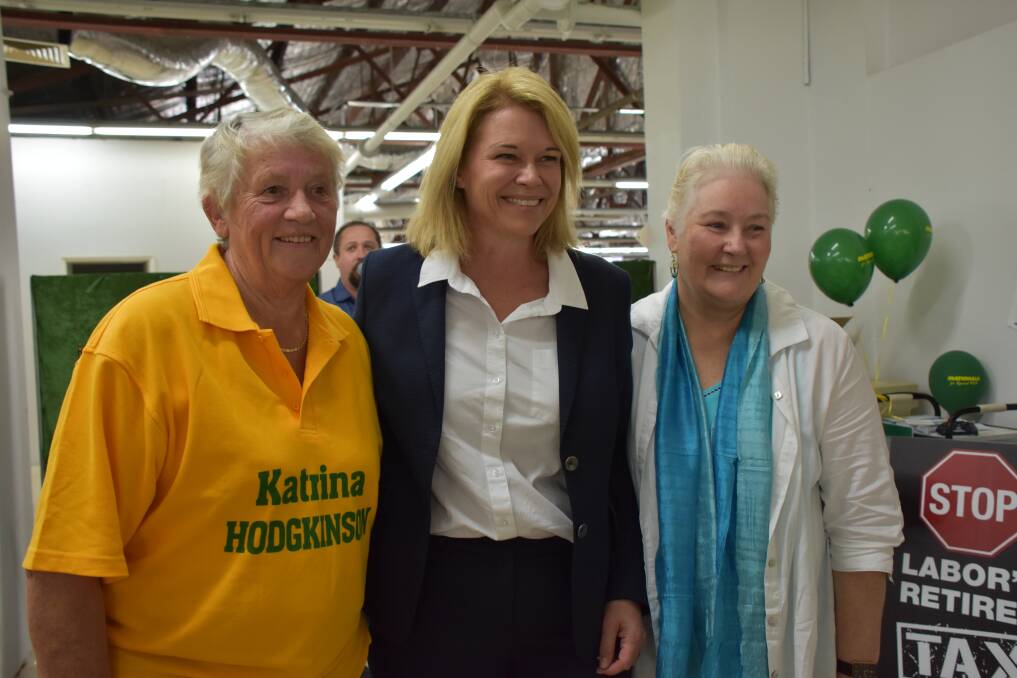 Jo Gash, Katrina Hodgkinson and Ann Sudmalis at the official opening of Ms Hodgkinson's campaign office in Berry Street, Nowra.